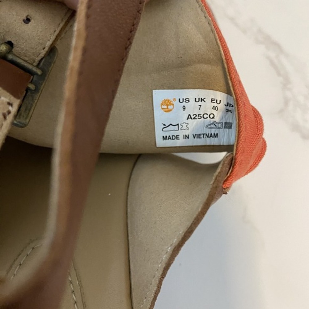 Timberland‎ Cherrybrook Sandal Women Sz 9 Orange Ankle Strap Boho - Picture 11 of 12